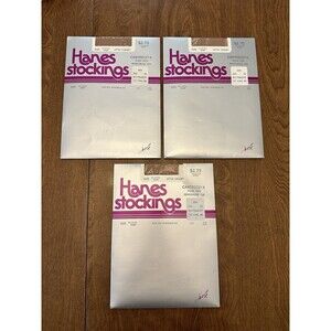 Hanes Stockings Cantrece II Nude Heel Reinforced Toe Vintage 1979 Lot Of 3 NOS